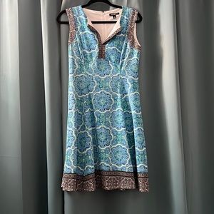 Sleeveless blue/green floral dress sz 8